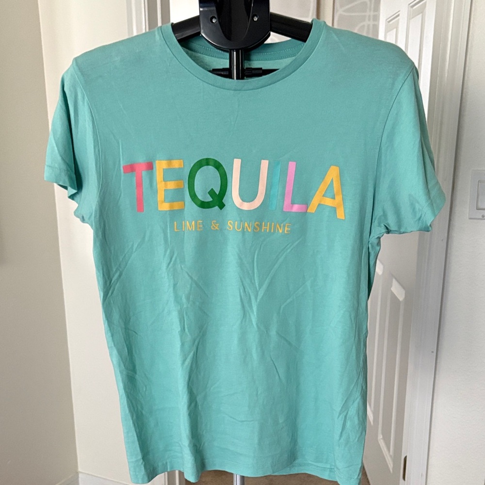 Maurices Tequila Lime & Sunshine Graphic Tee - Aqua with Multicolor Letters